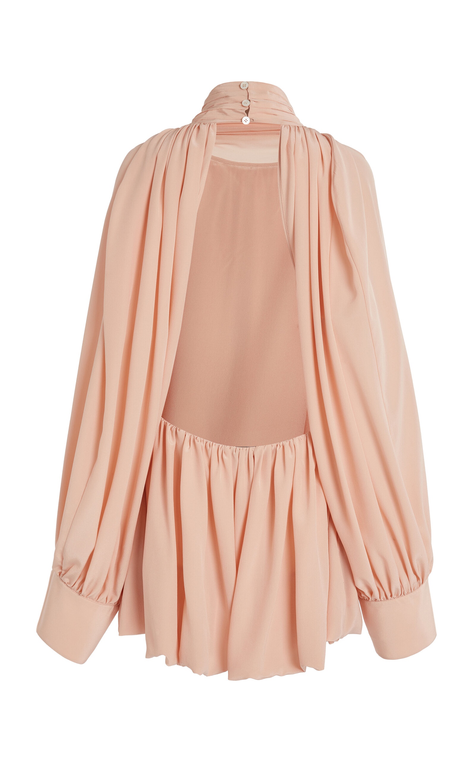 Draped Silk Chiffon Mini Dress nude - 2