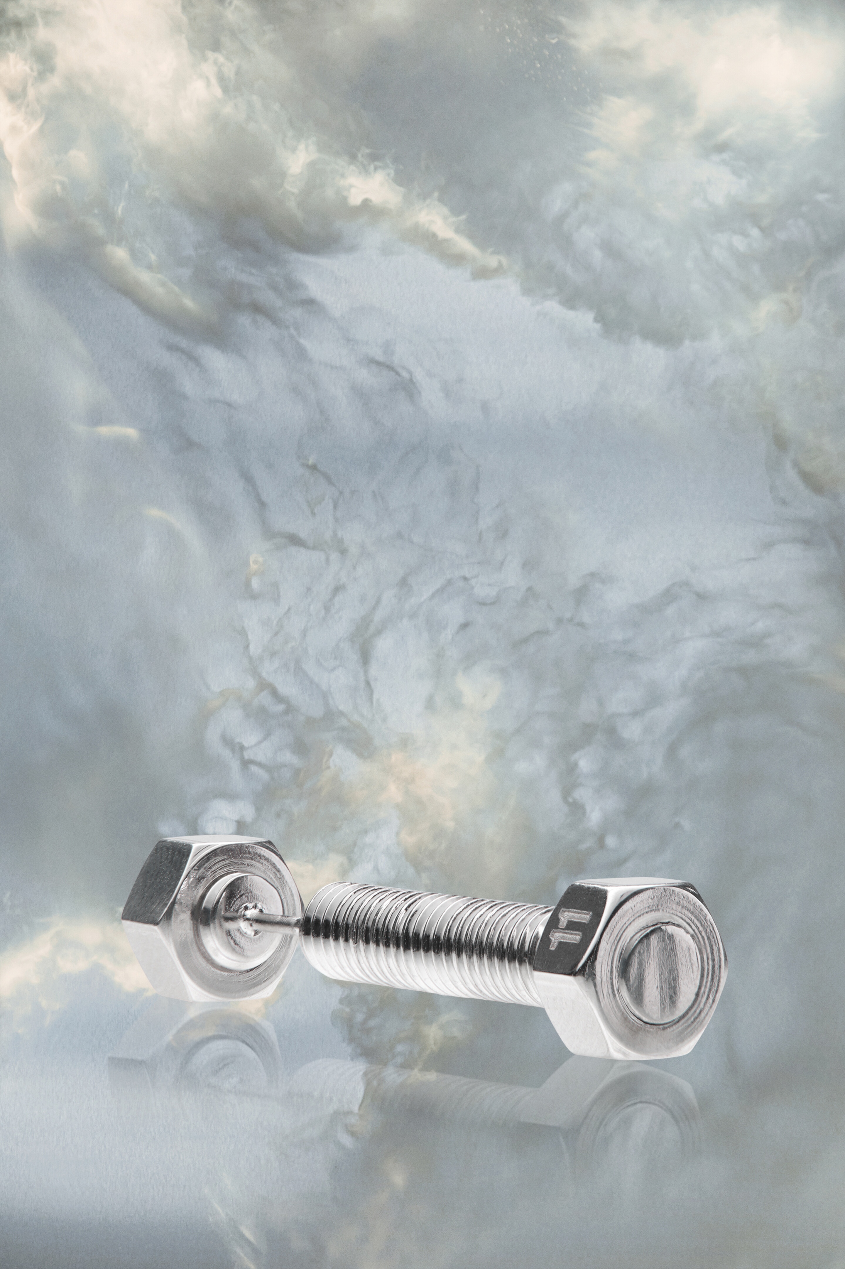 Bolt and nut screw earring - 2
