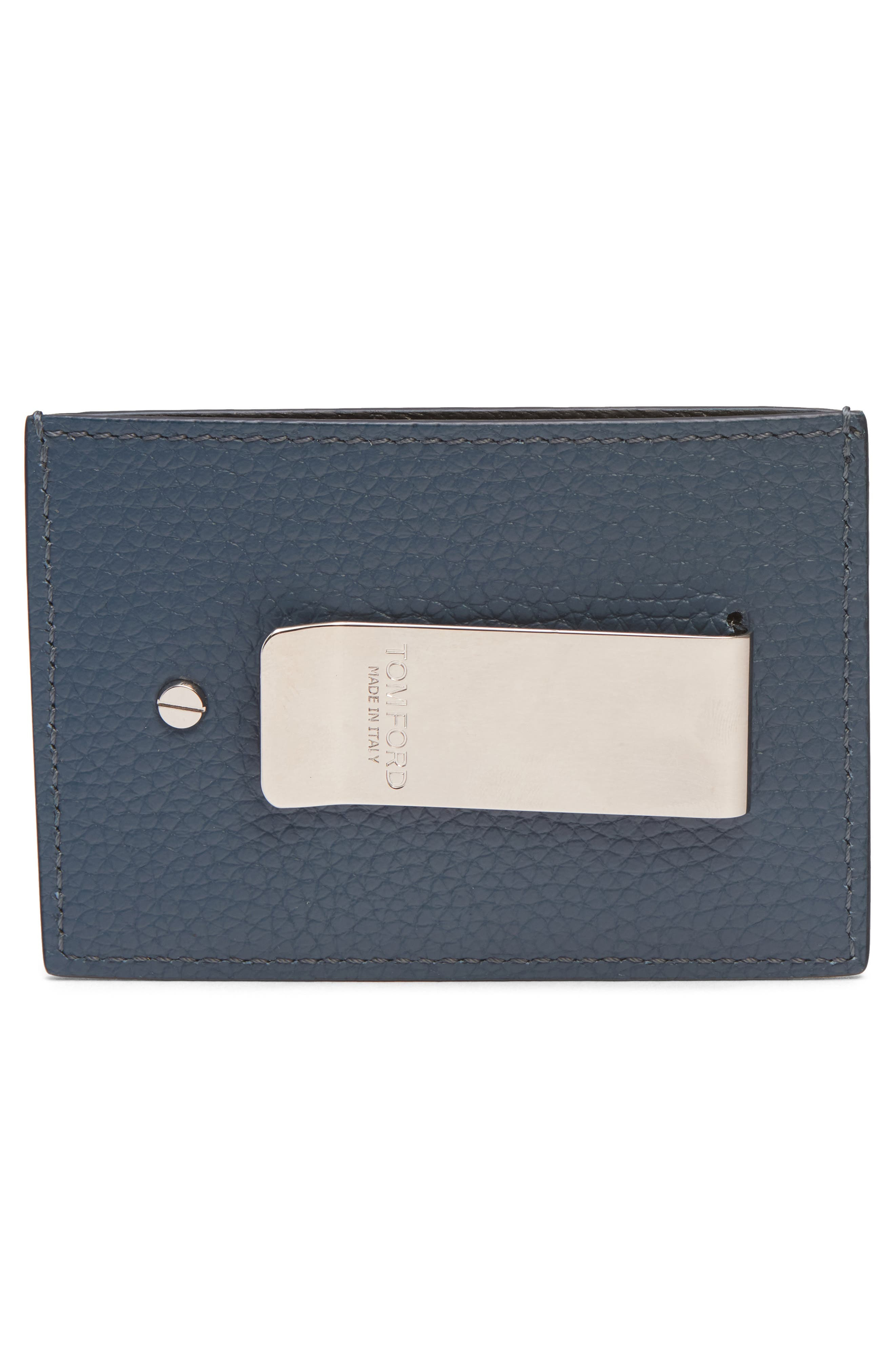 TOM FORD T-Line Soft Grain Leather Card Holder with Money Clip in 1L059 Indigo at Nordstrom - 3
