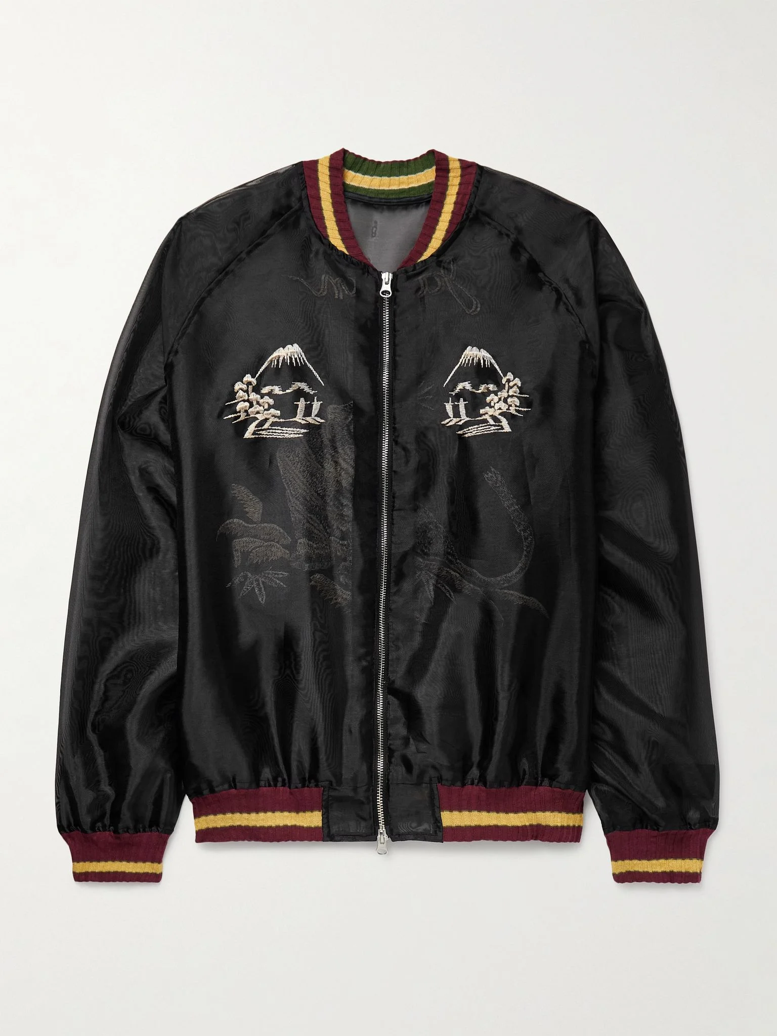 Souvenir Embroidered Organza Bomber Jacket Black - 1