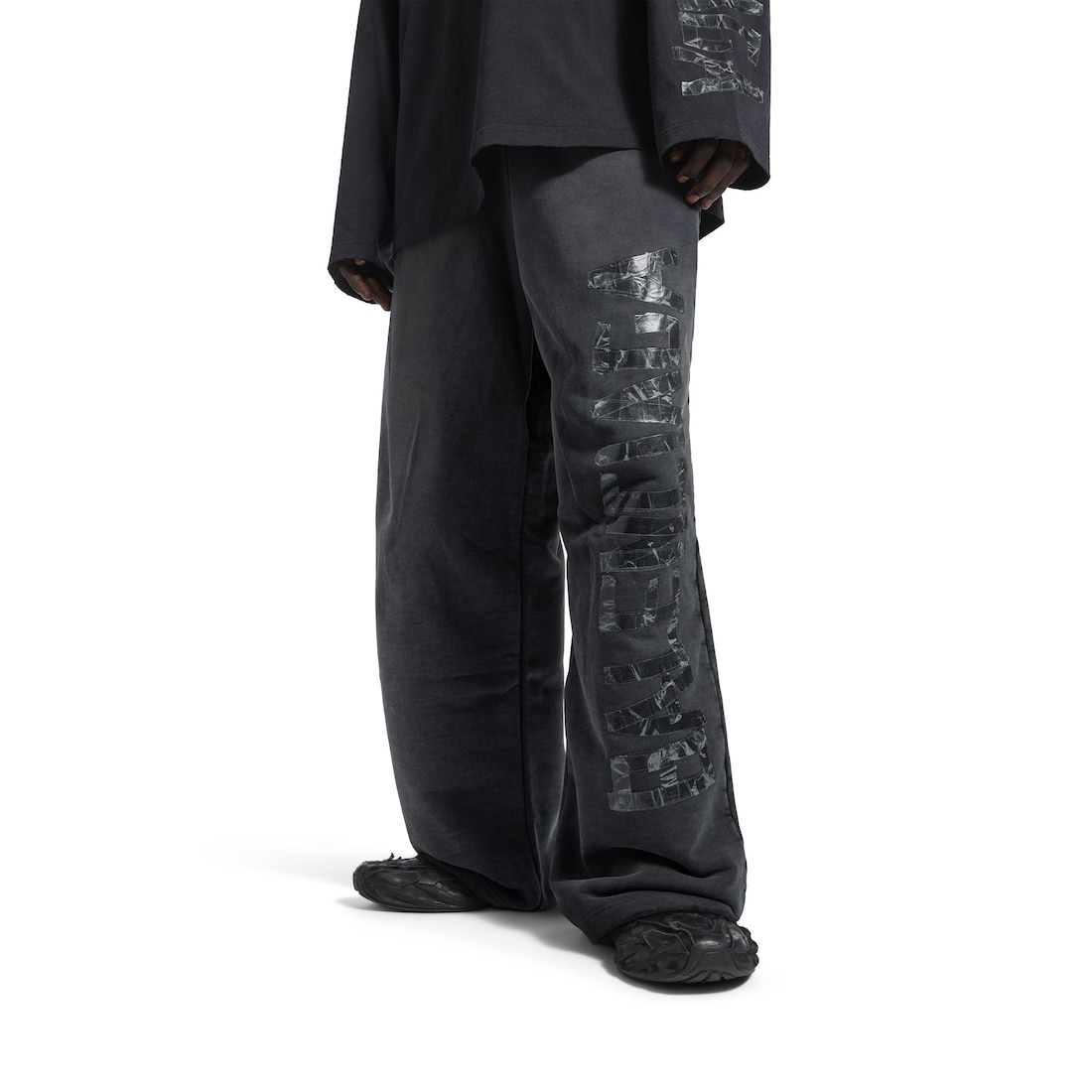 Men's Transparent Tape Baggy Pants in Faded Black/white - 5