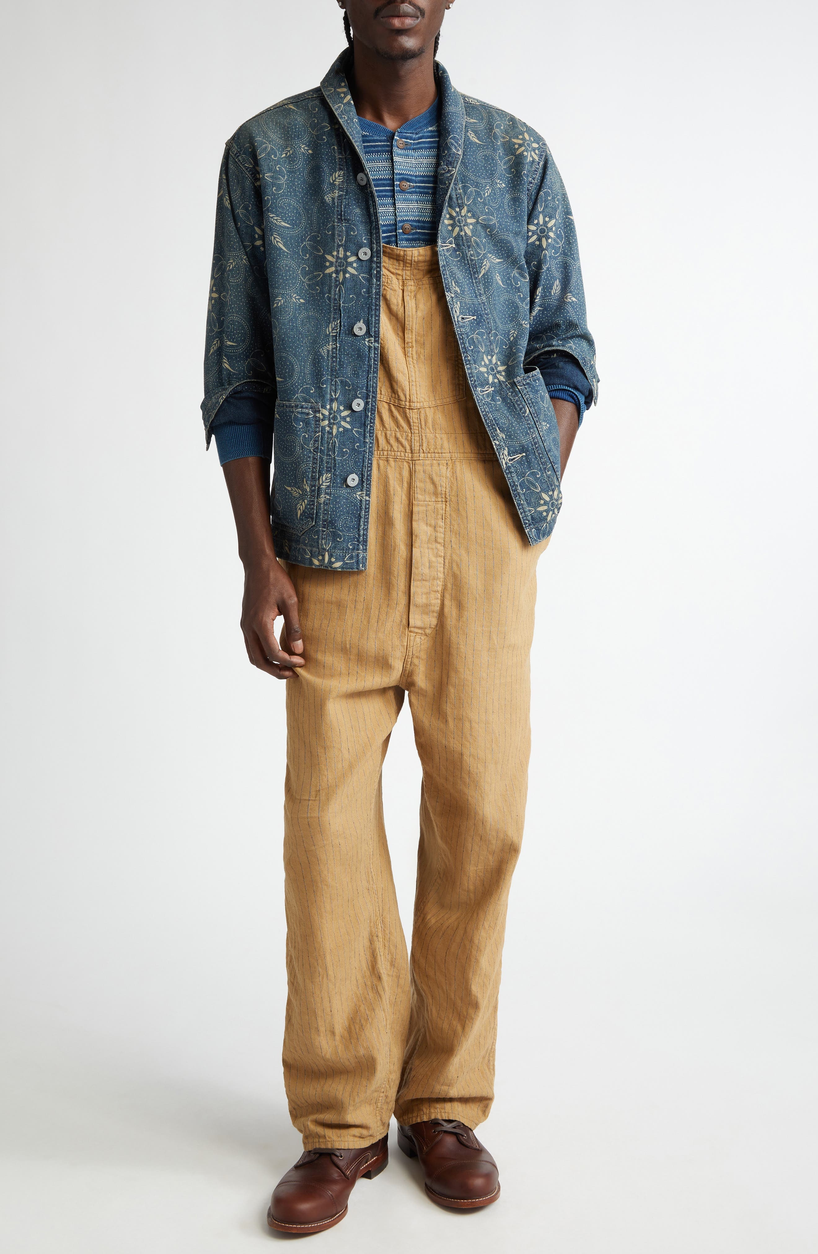 Double RL Indigo Print Woven Overshirt in Rl-748 Indigo/White Multi at Nordstrom - 2