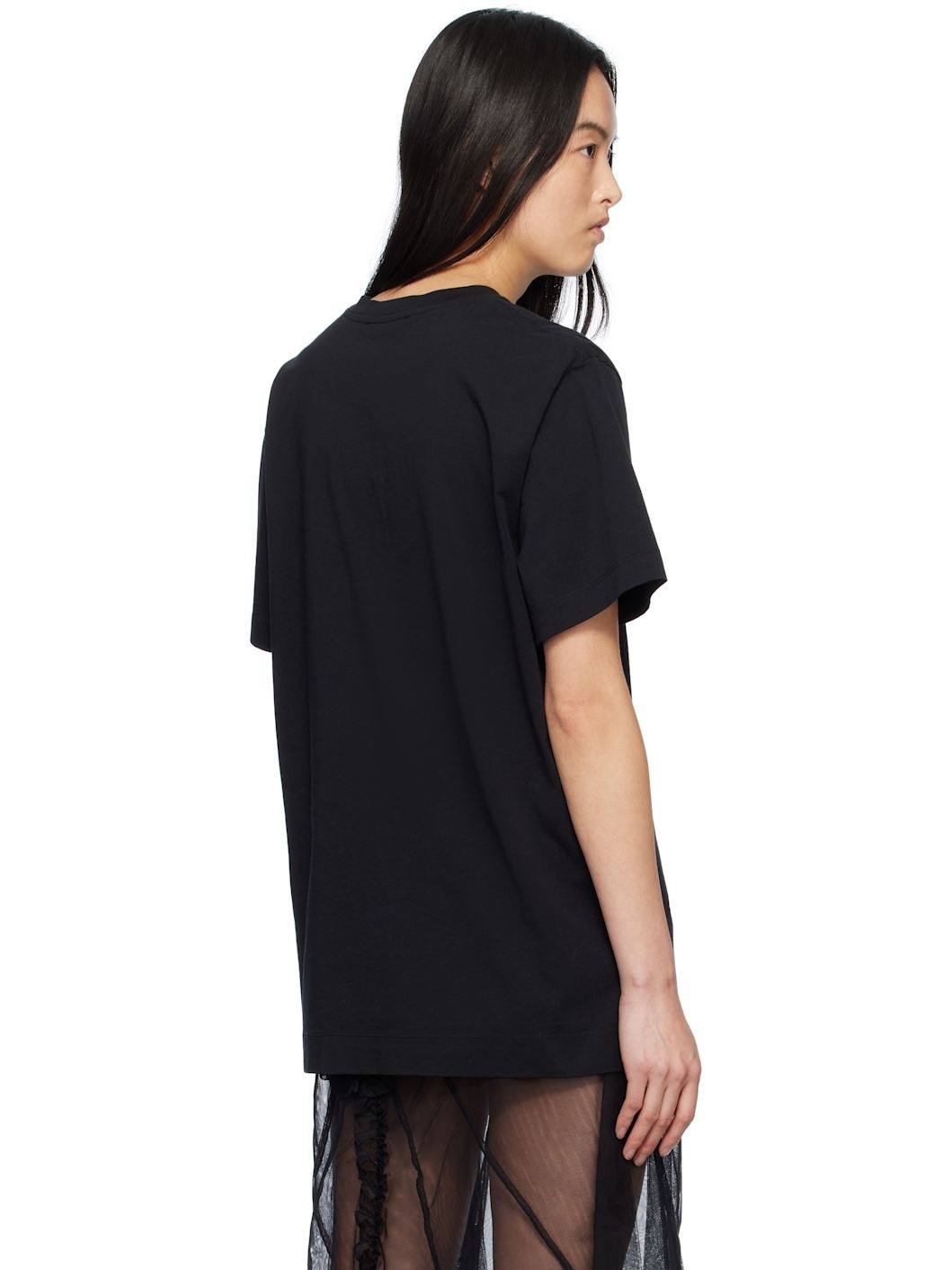 Black Carnation Print Short Sleeve T-shirt - 3