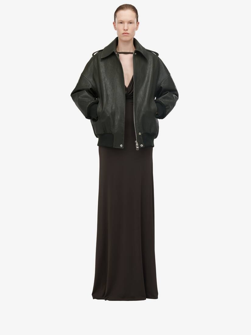 Women's Aviator Bomber Jacket in Green - 3