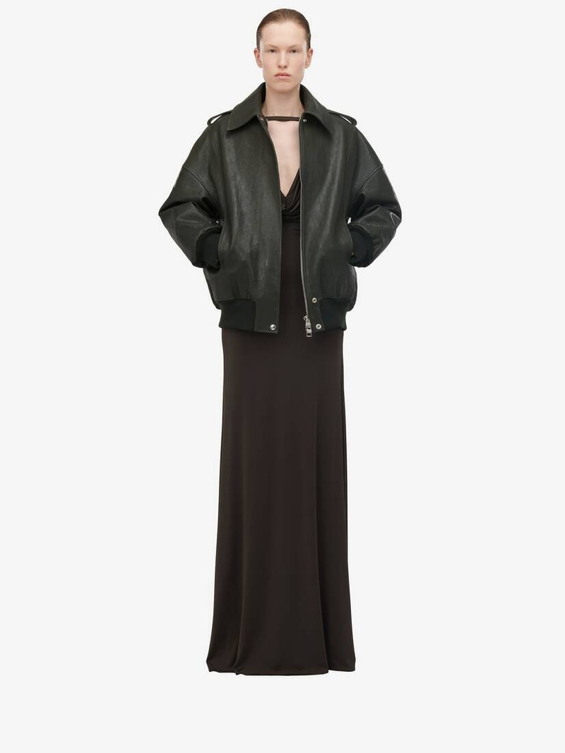 Women's Aviator Bomber Jacket in Green 3