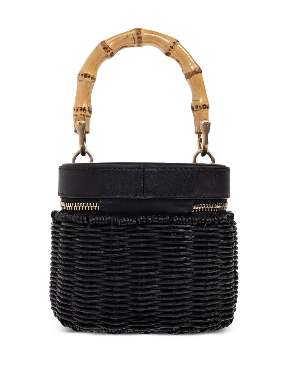 bamboo-handle woven tote bag - 3