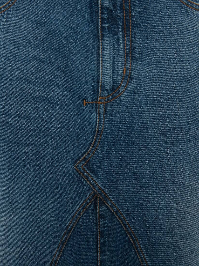 Kickback Denim Mini Skirt in Washed Blue - 5