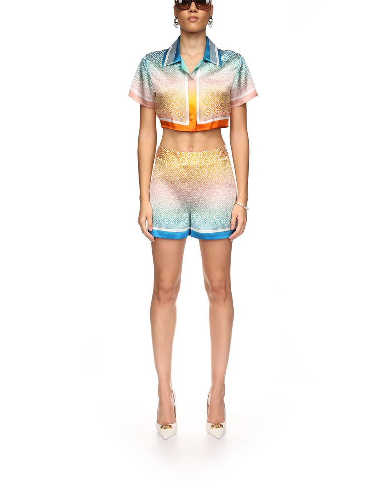 CASABLANCA Gradient Monogram Silk Tailored Shorts outlook