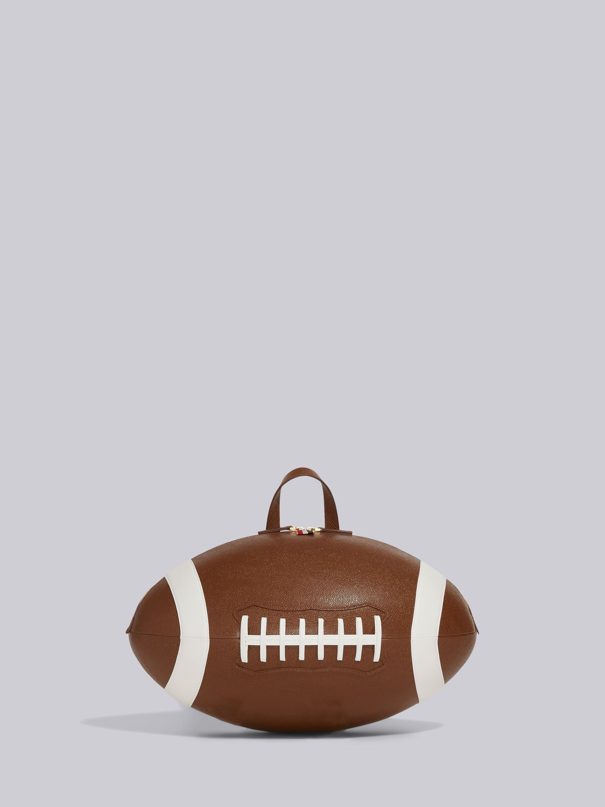 Brown Pebble Grain Leather Football Backpack - 1