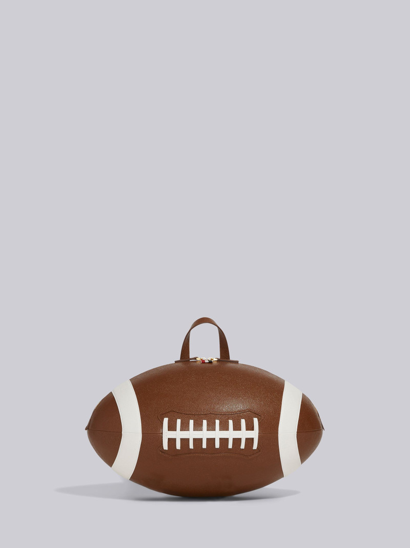 Brown Pebble Grain Leather Football Backpack 1
