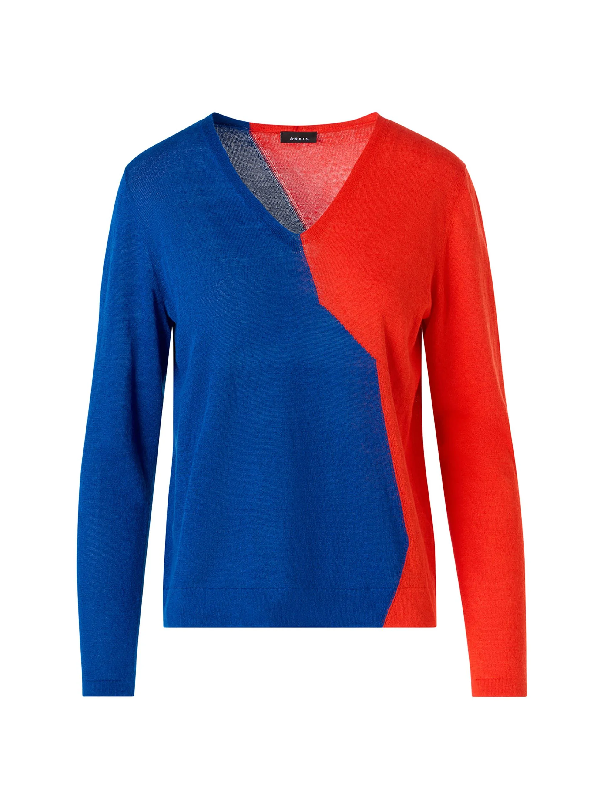 Women's Split Dyed Linen-Cotton Sweater - Lapis Blue Vermillion - 1