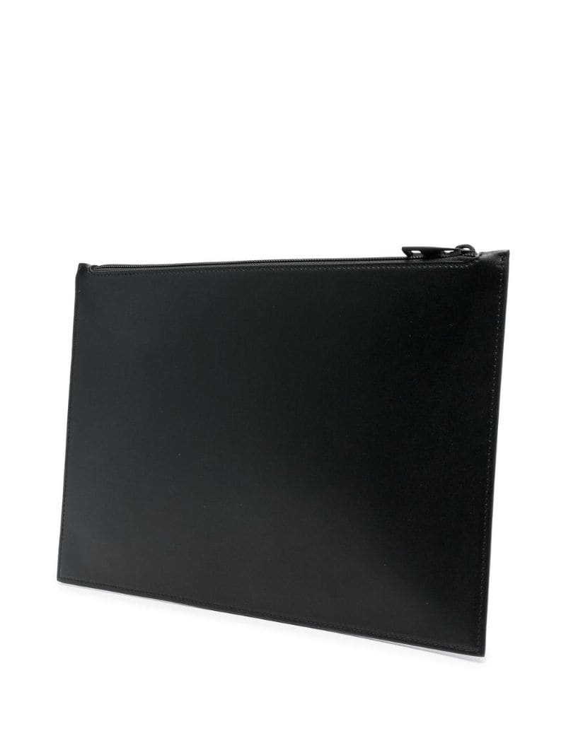 logo-print leather clutch bag - 3