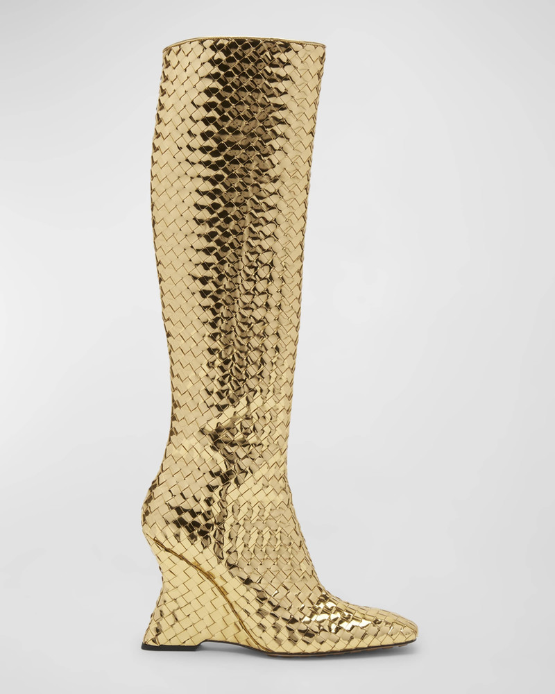 Comet Woven Mirror Leather Knee-High Boots 1