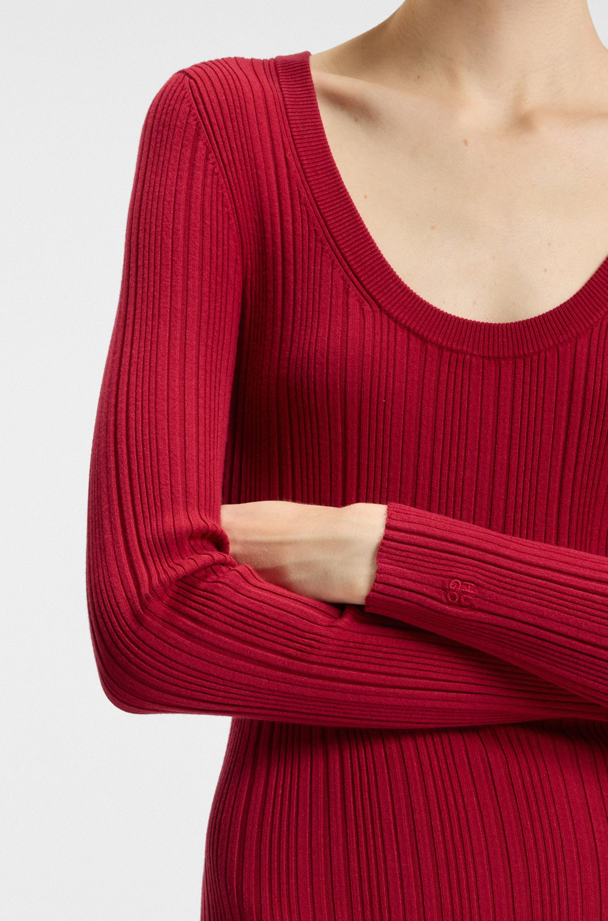 SLIM-FIT MIDI DRESS IN RIBBED CREPE FABRIC - 6