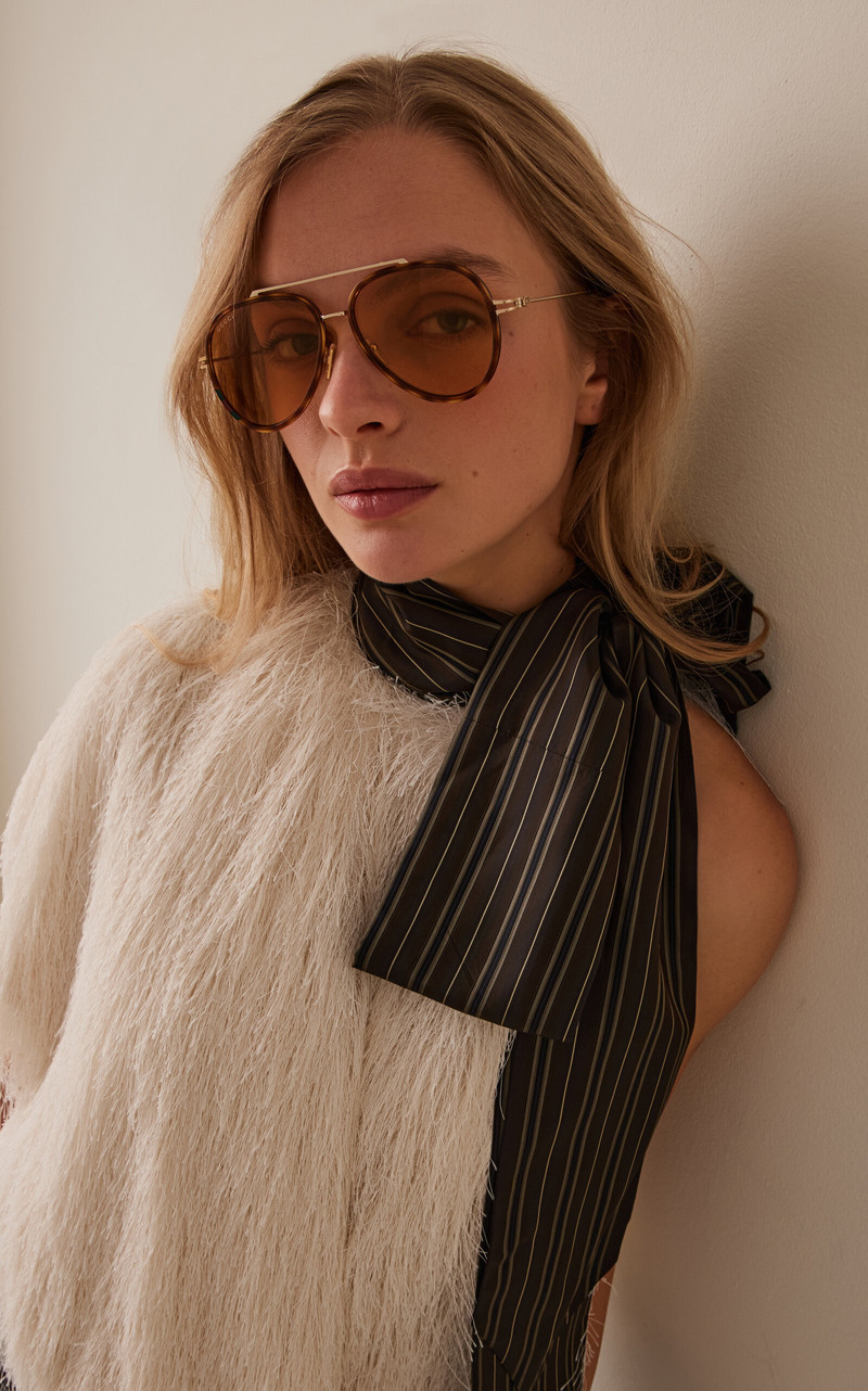 GUCCI Aviator-Frame Metal Sunglasses gold outlook