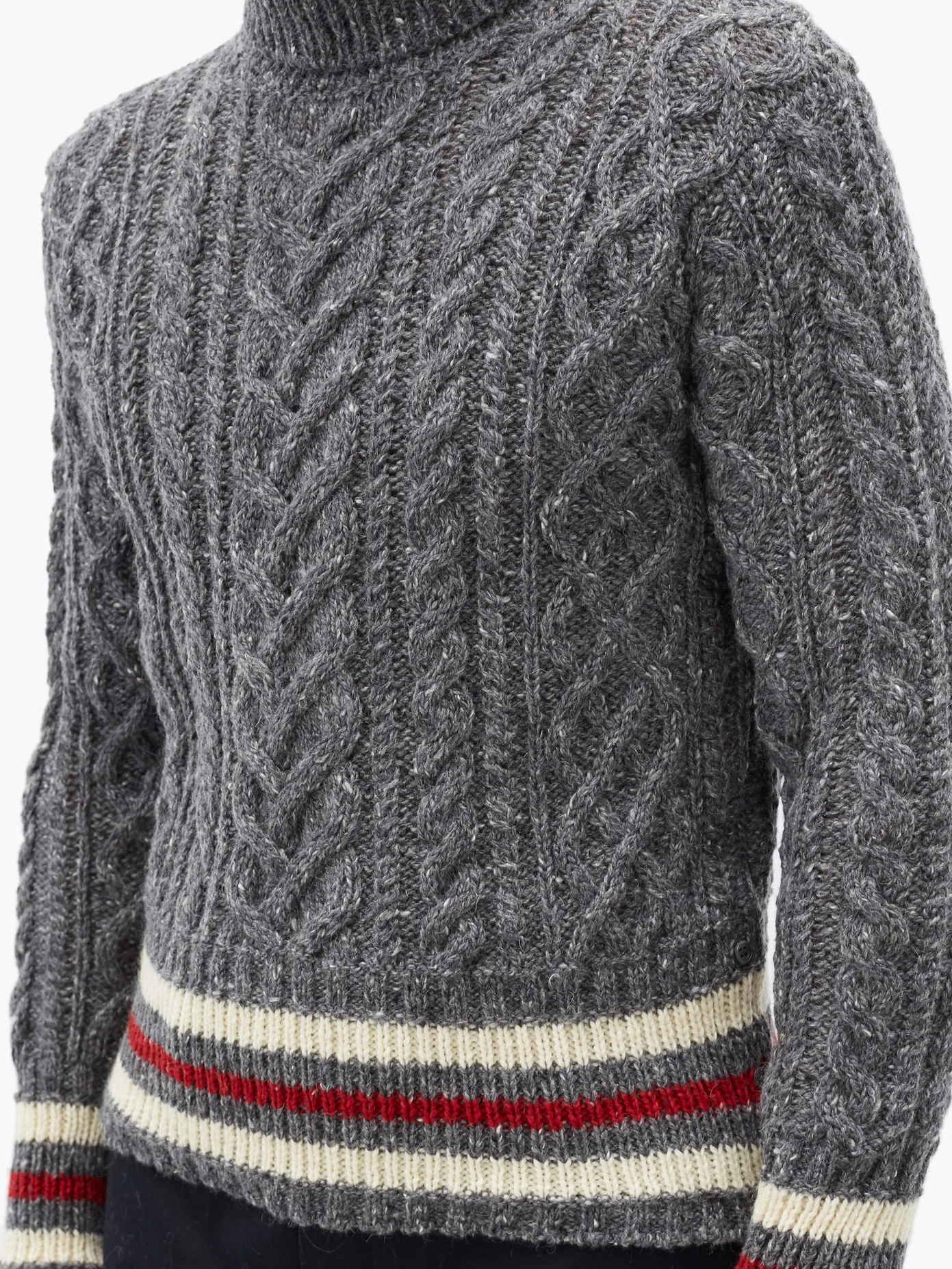 Striped cable-knit wool-blend sweater - 4