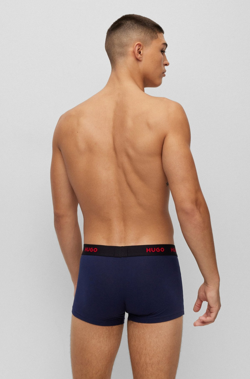 HUGO THREE-PACK OF LOGO-WAISTBAND TRUNKS IN STRETCH COTTON outlook