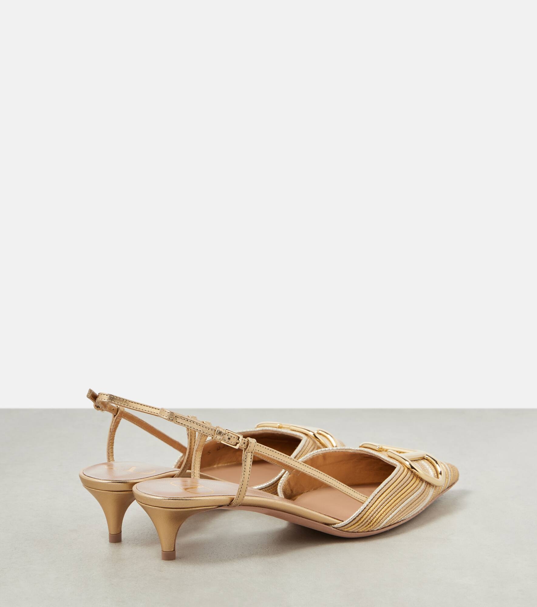 VLogo Signature leather slingback pumps - 3