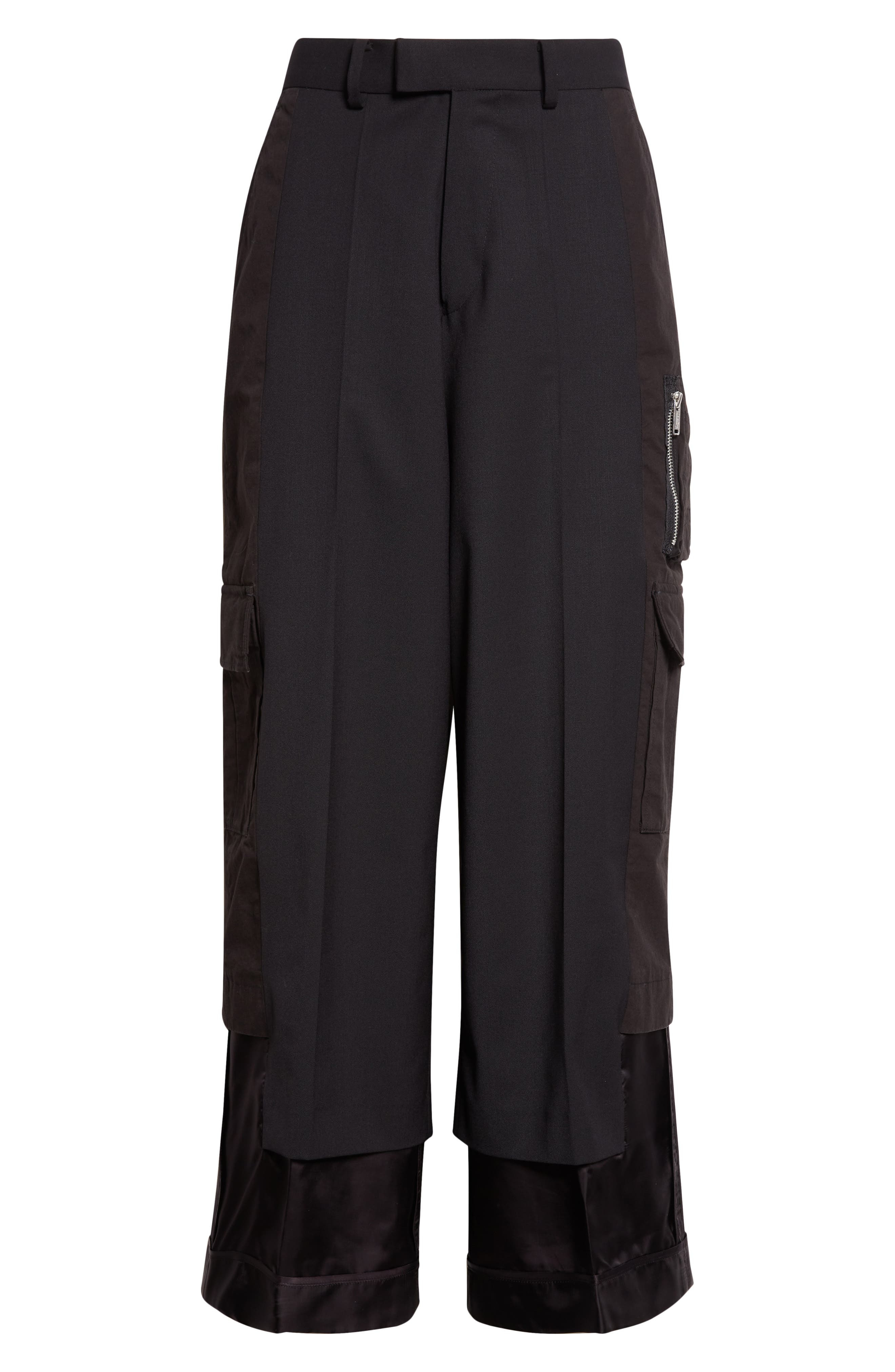 Undercover Paneled Mixed Media Cargo Trousers in Black at Nordstrom - 1