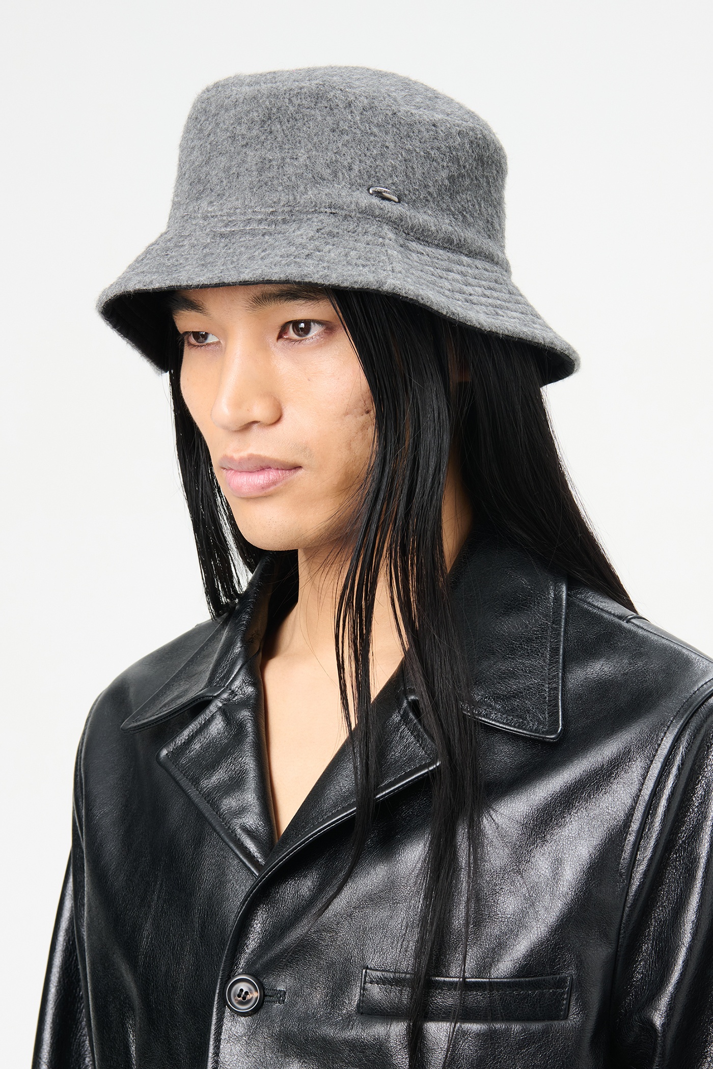 Bucket Hat Island Grey Hairy Mohair. - 5