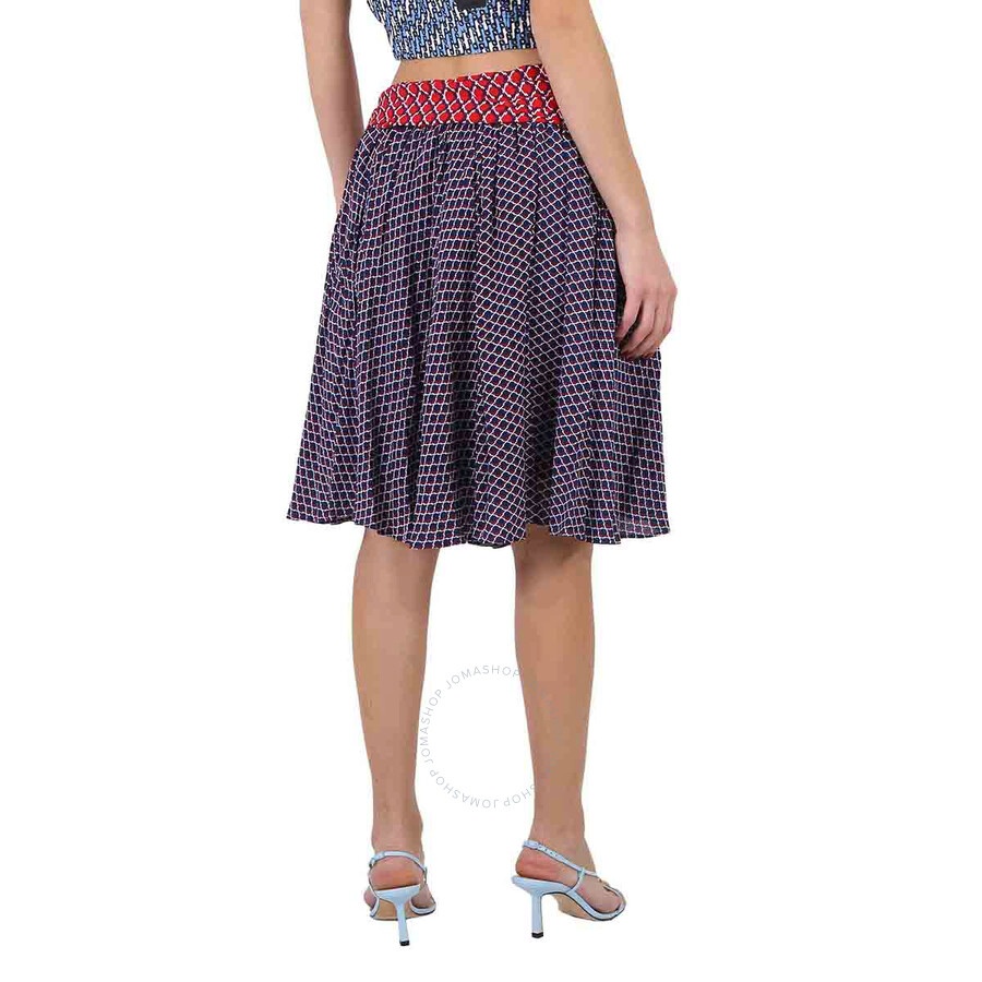 Kenzo Ladies Panelled Geometric-print Flared Skirt - 4