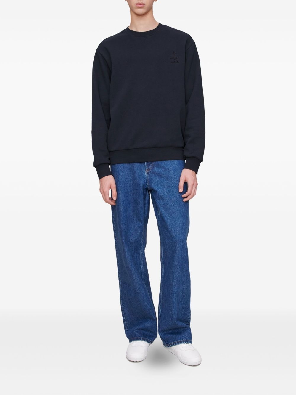 anchor-embroidered crew-neck sweatshirt - 2