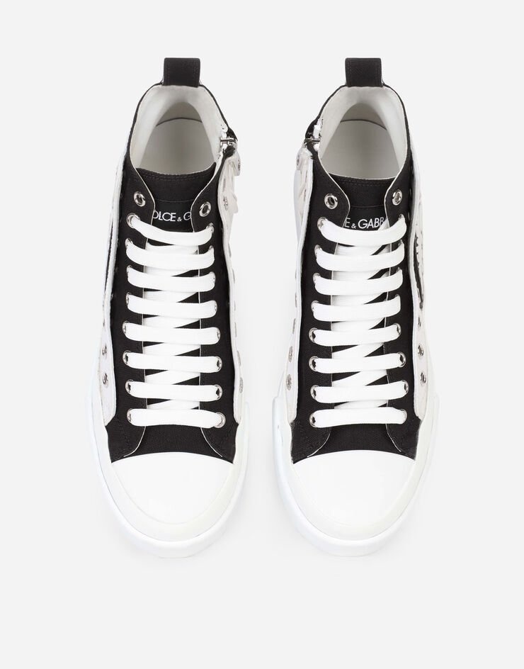 Two-tone canvas Portofino Light mid-top sneakers with DG logo - 4