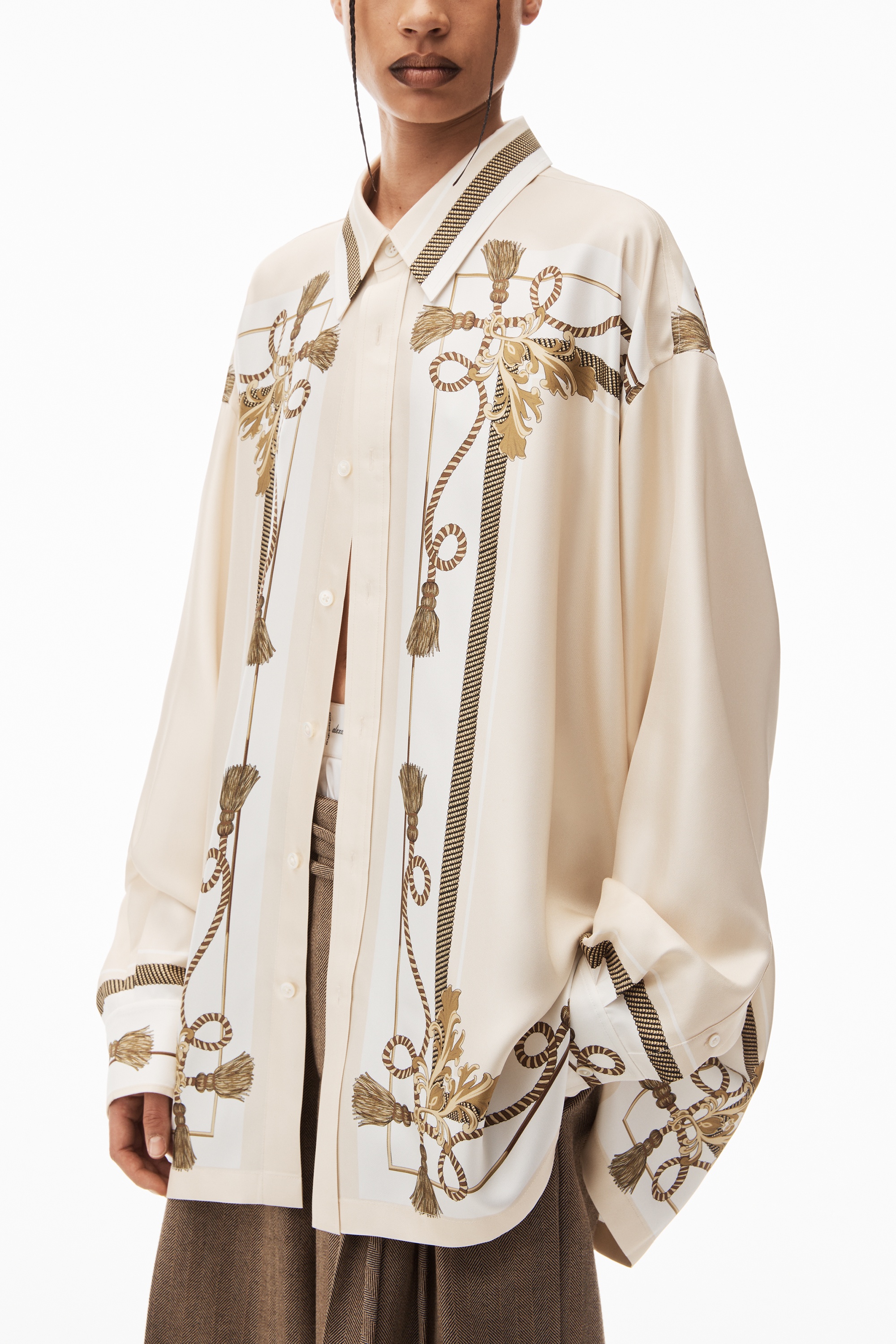 baroque button down in silk twill - 3