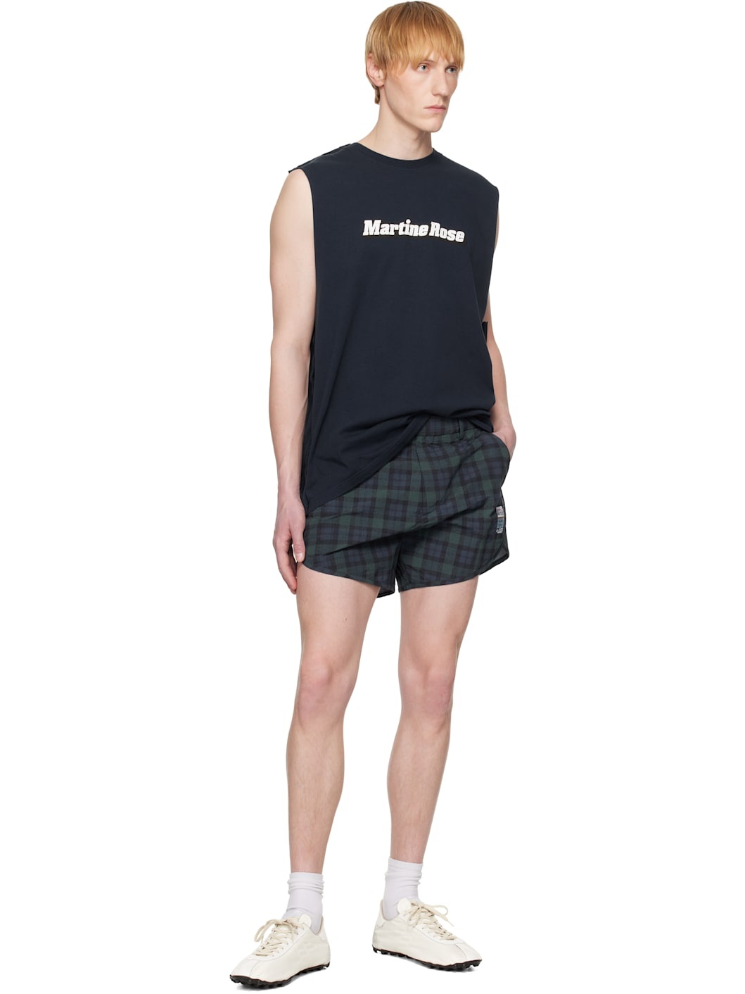 Navy & Green Tailored Gym Shorts - 4