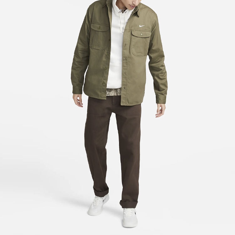 Nike SB Woven Skate Long-Sleeve Button Down 'Olive' DQ6288-222 - 3