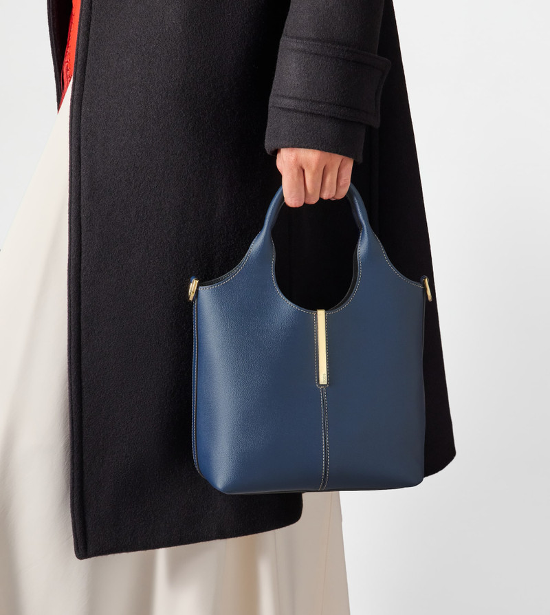 Tod's TOTE SHOPPING BAG IN LEATHER MINI - BLUE outlook