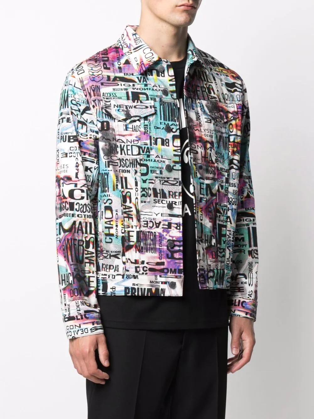 glitch-print denim jacket - 3