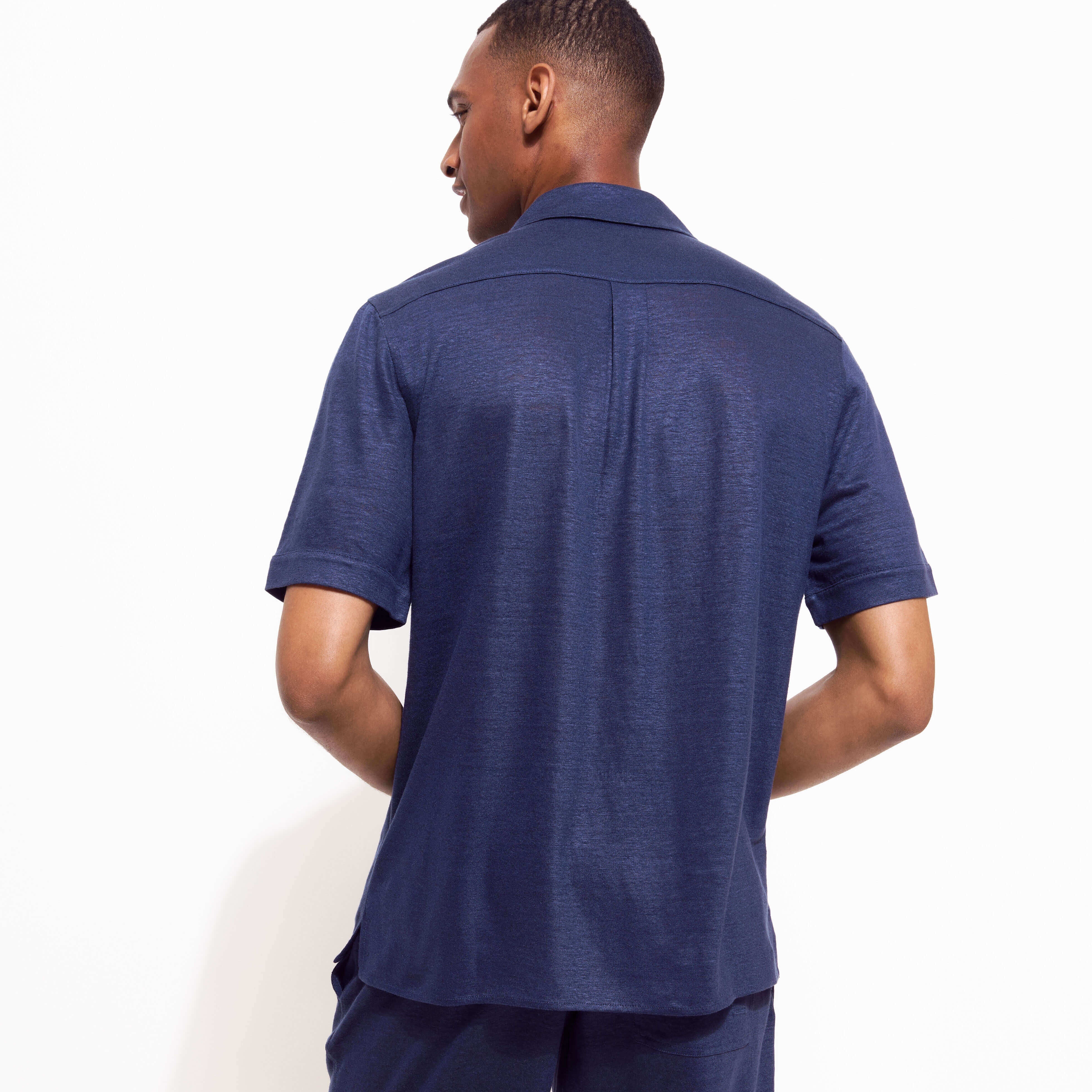 Unisex Linen Bowling Shirt Solid - 4