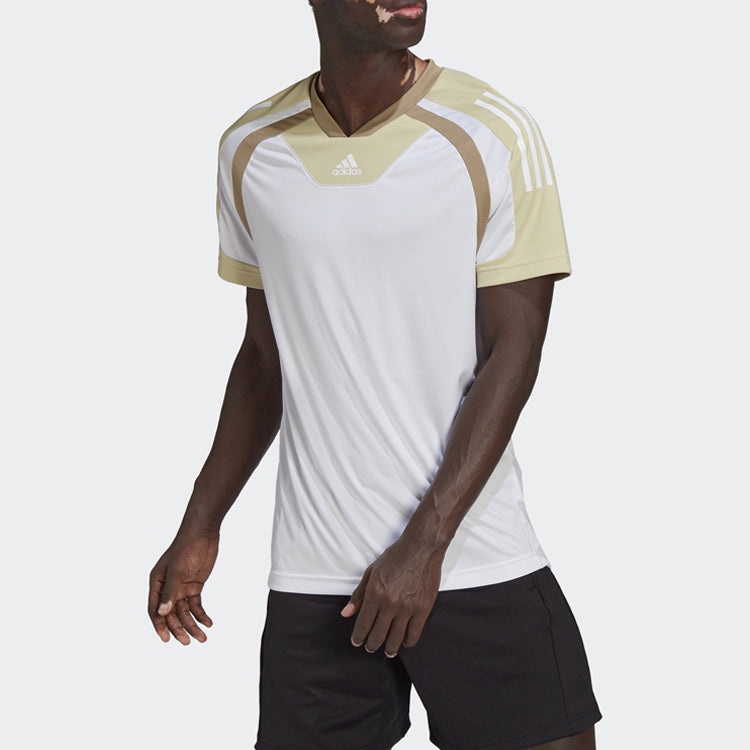 Men's adidas Round Neck Pullover Colorblock Short Sleeve White T-Shirt HP1884 - 2