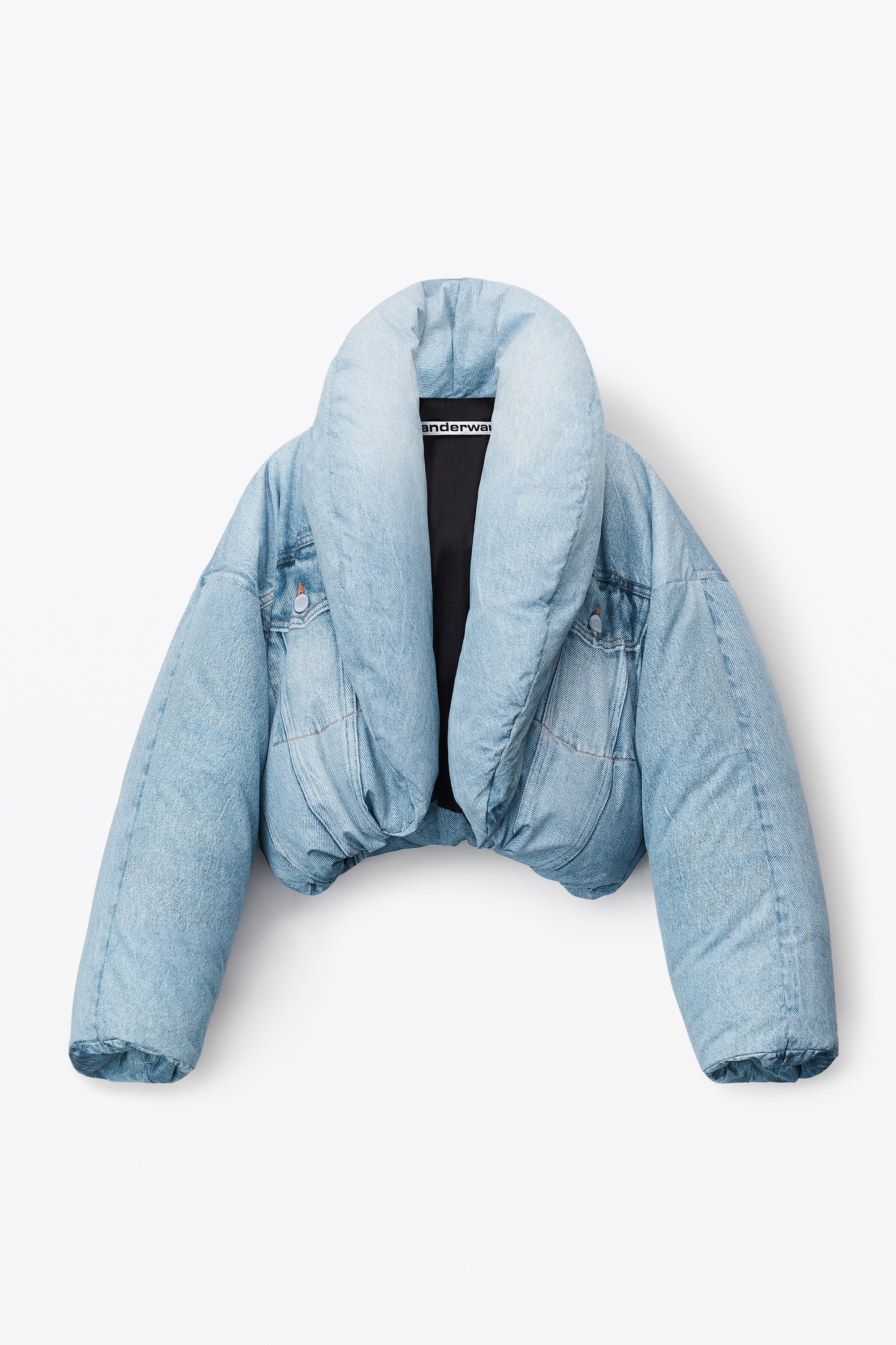 oversized cropped puffer jacket in nylon - 1
