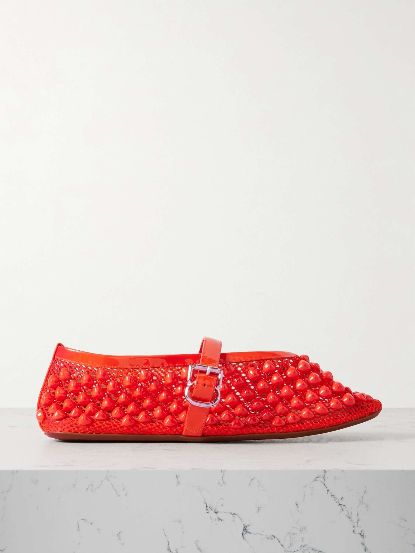 バレエシューズ ALAIA RED MESH BALLERINA Mesh Ballet Flats - ByGeorge