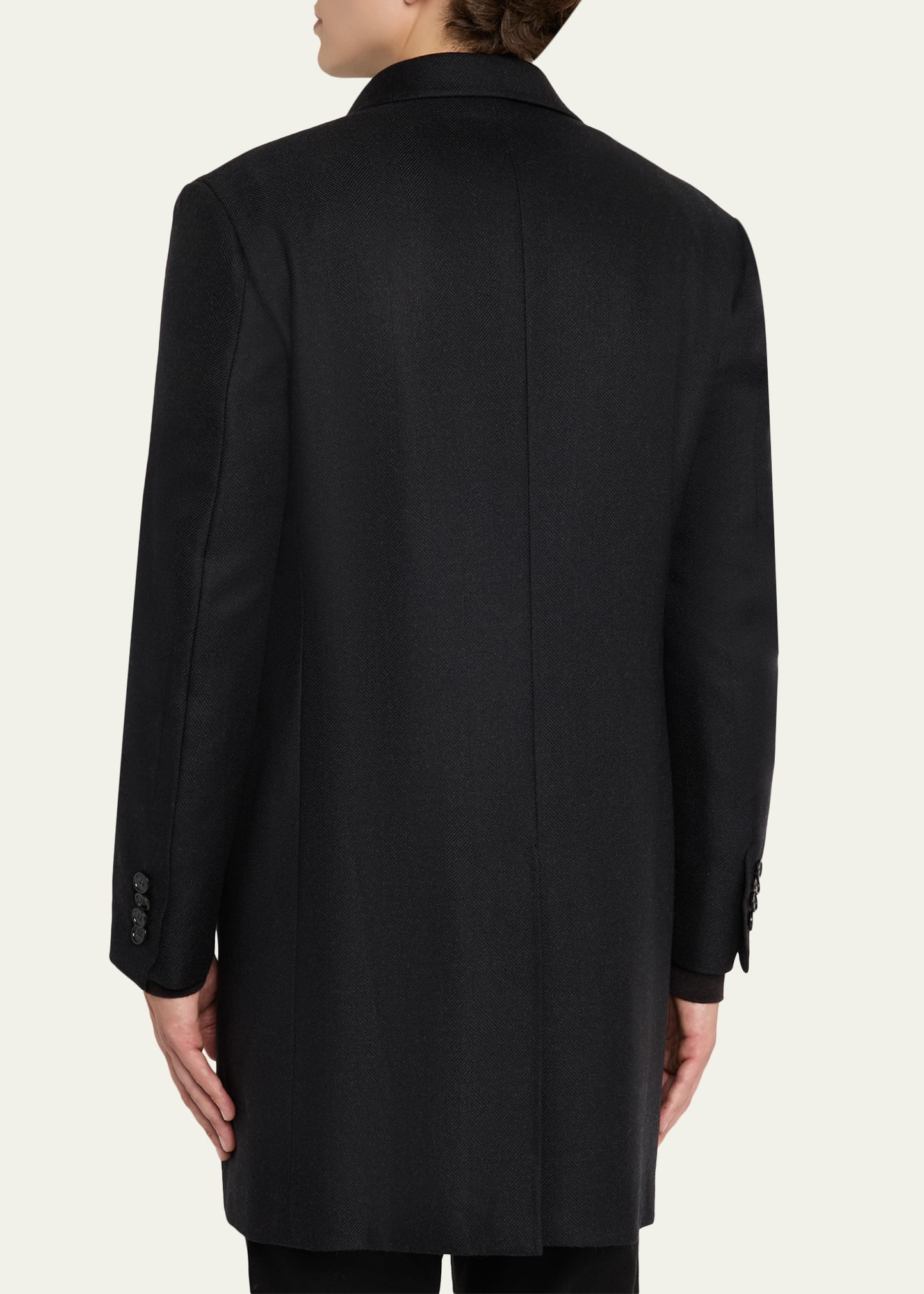 Men's Wool Chevron Single-Breasted Overcoat - 3