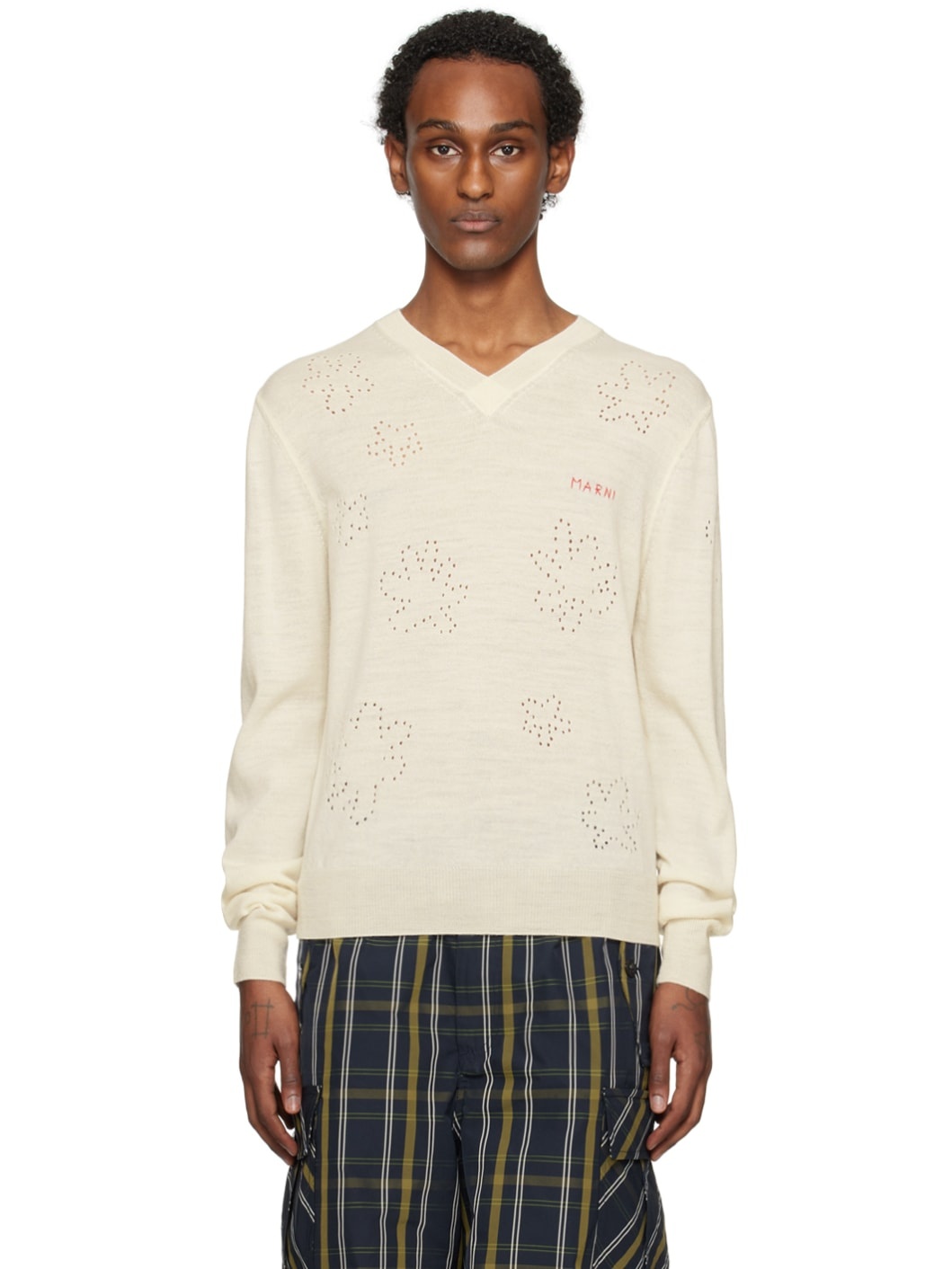 Off-White V-Neck Sweater - 1