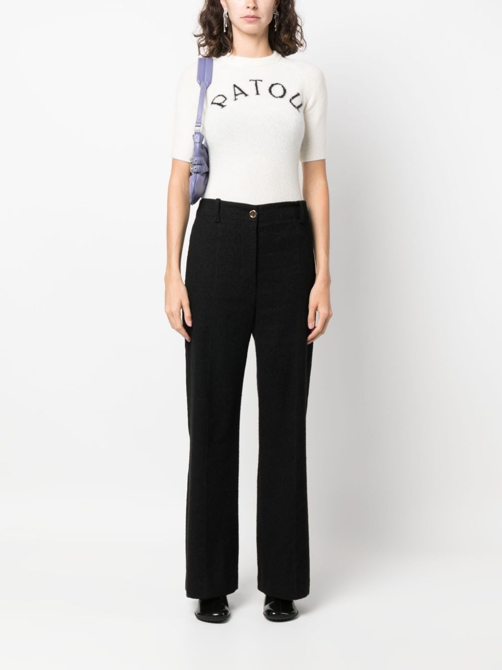 logo-intarsia knitted top - 2