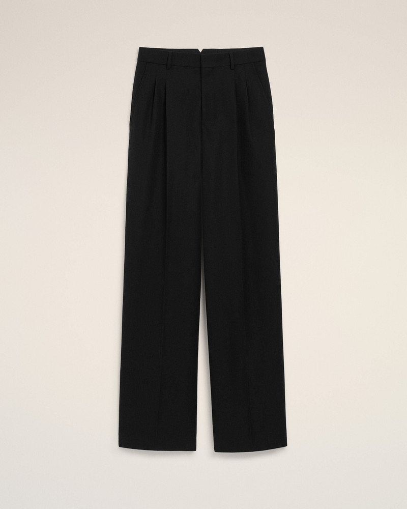 BLACK NEW WOOL LOW WAIST WIDE TROUSERS 1