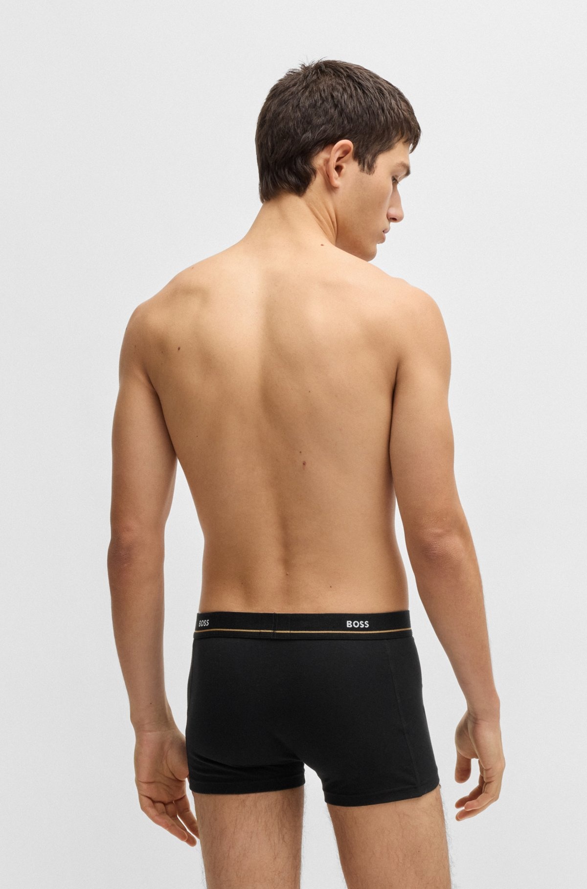 THREE-PACK OF STRETCH-COTTON TRUNKS WITH LOGO WAISTBANDS - 3