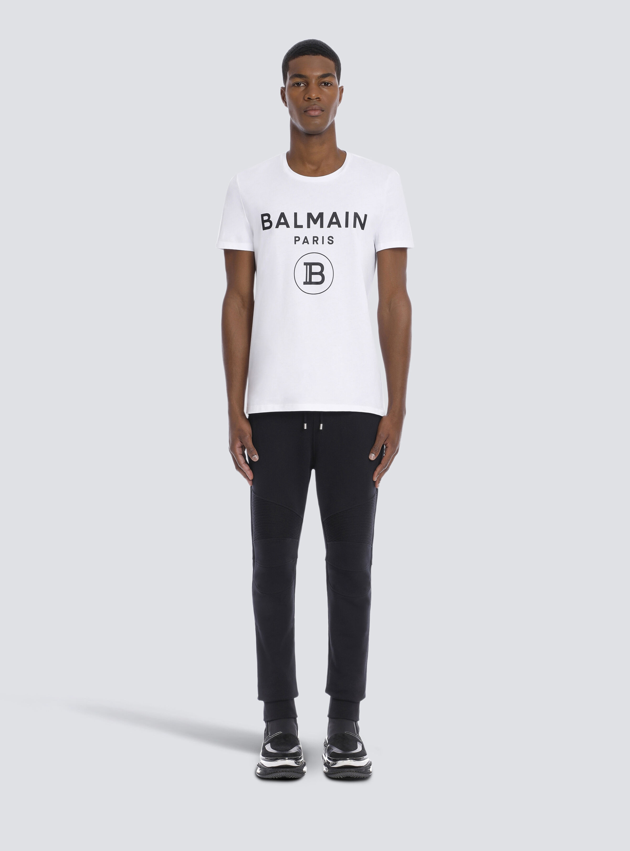 Cotton T-shirt with Balmain Paris logo print - 3