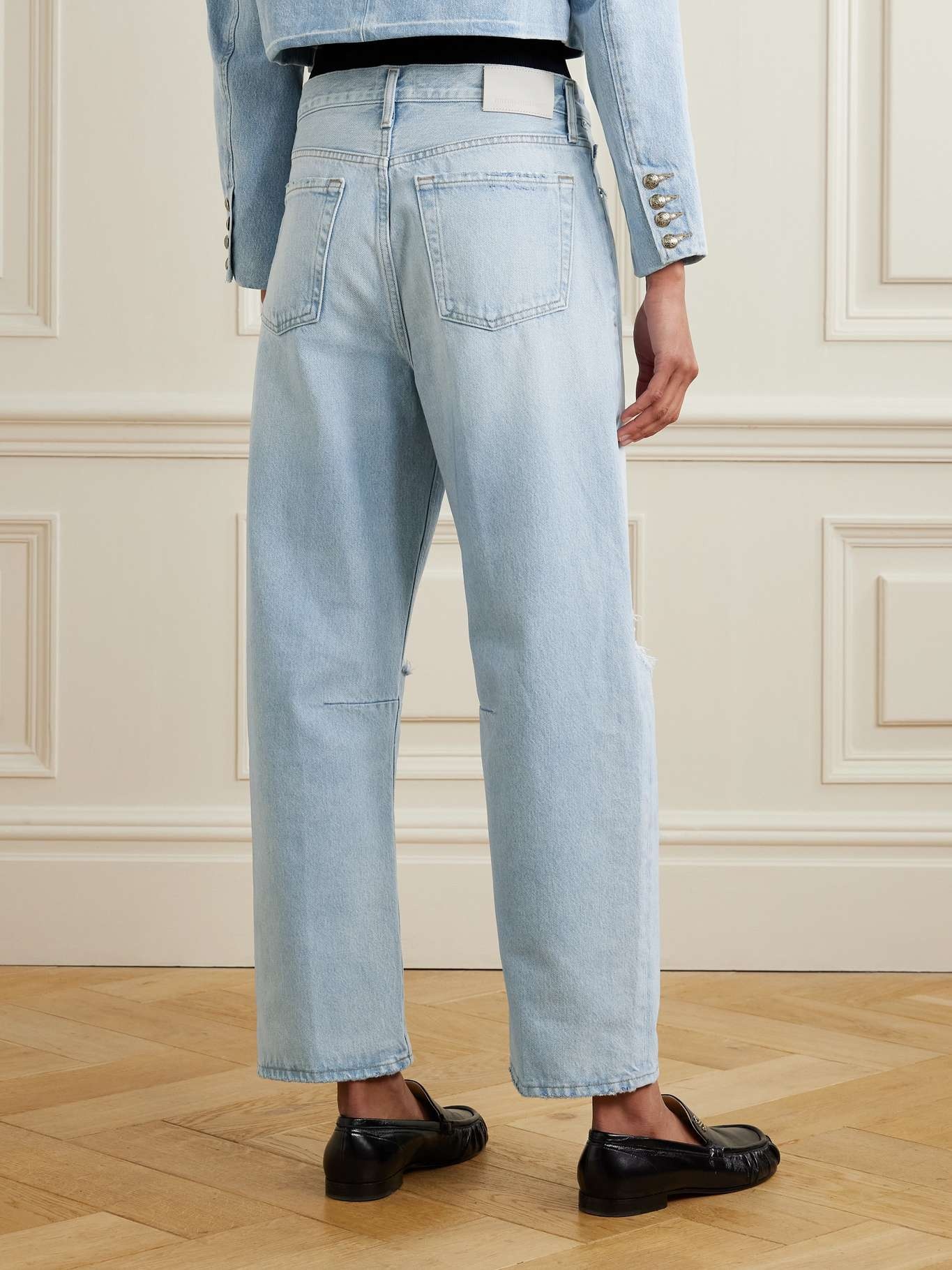 Miro distressed mid-rise barrel-leg jeans Light denim - 3