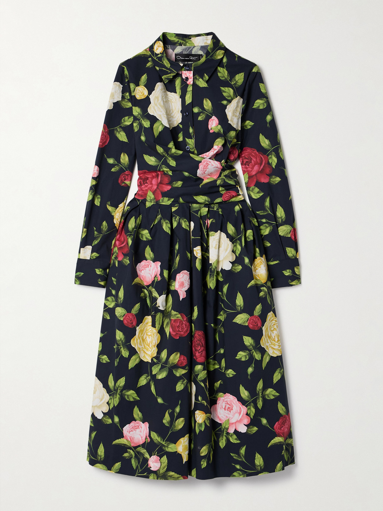 Wrap-effect Floral-print Cotton-blend Poplin Midi Dress - 1