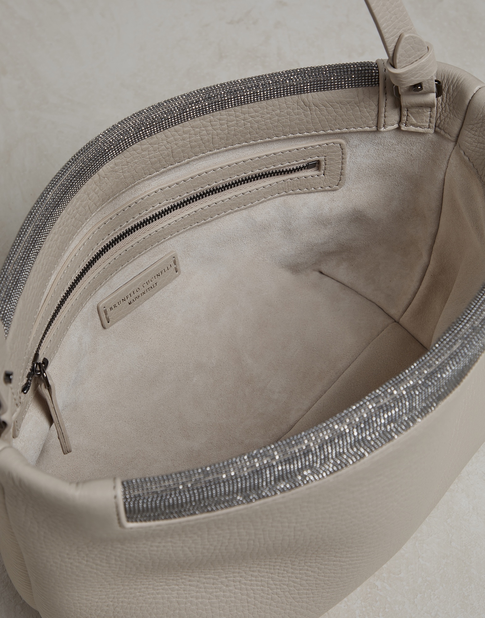 Texture calfskin soft bag with precious opening - 5