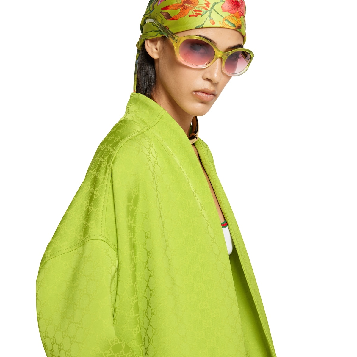 GG fabric jacquard coat - 5