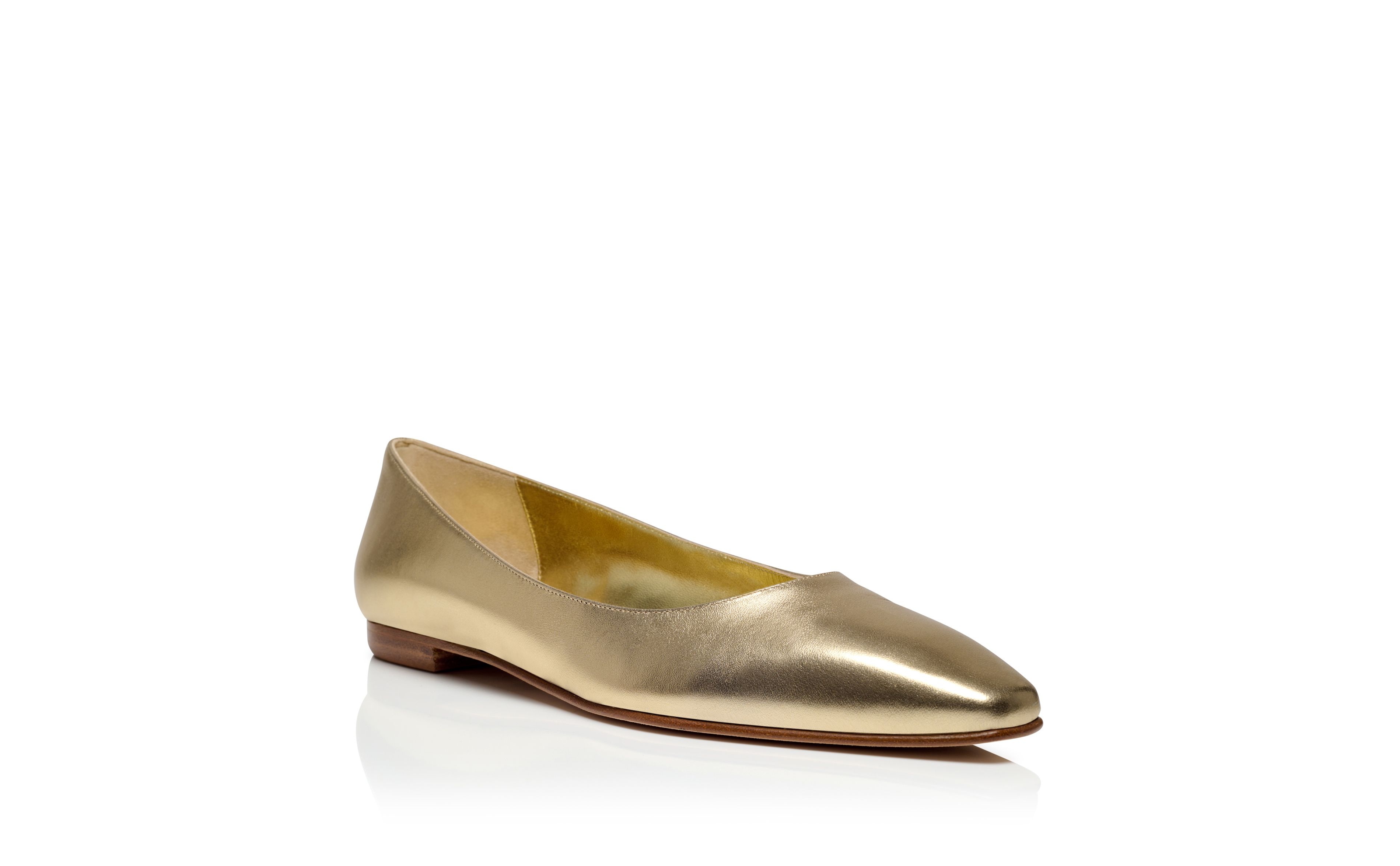 Gold Nappa Leather Flat Shoes - 3
