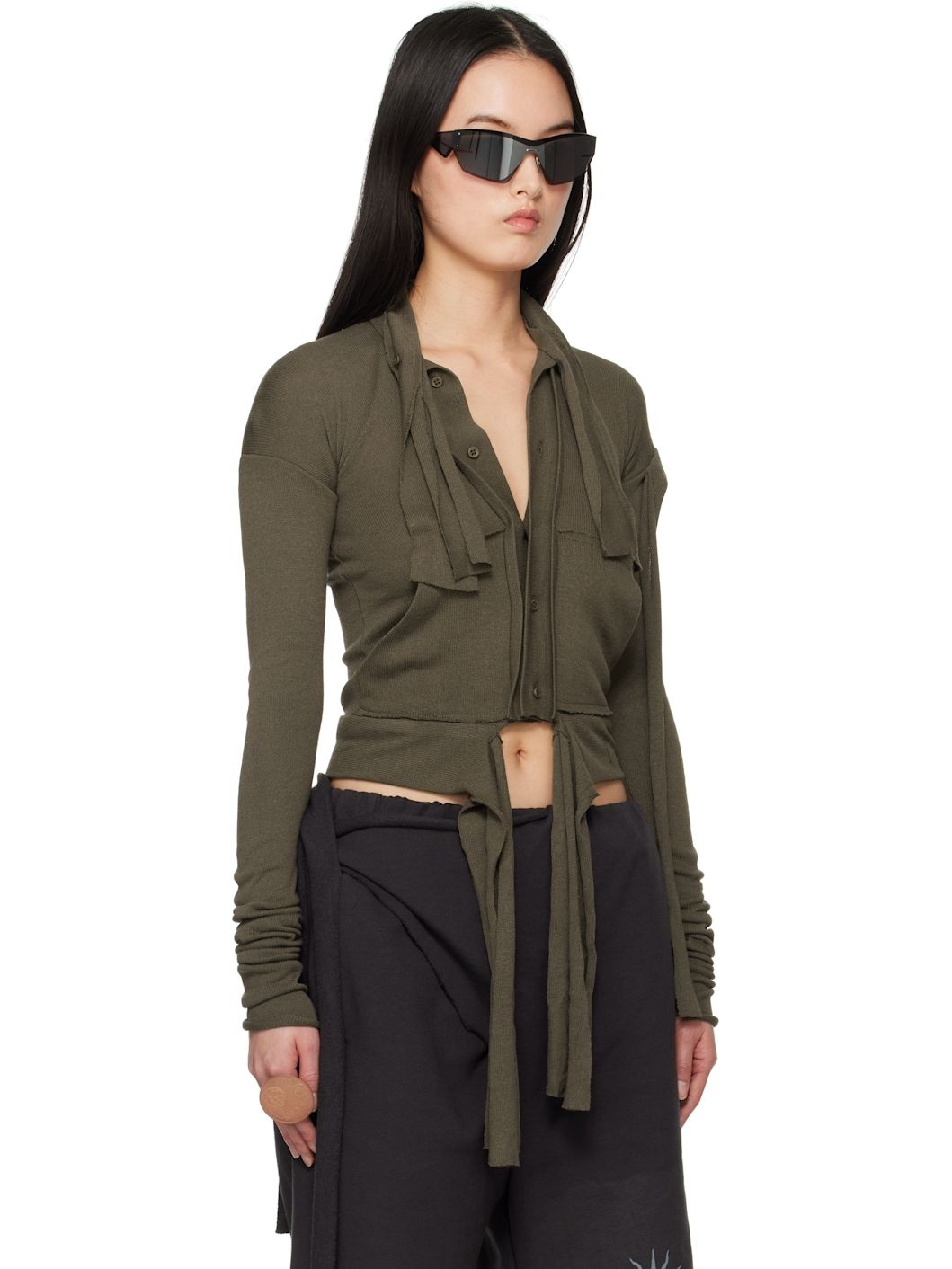 Green Extended Trim Cardigan - 2