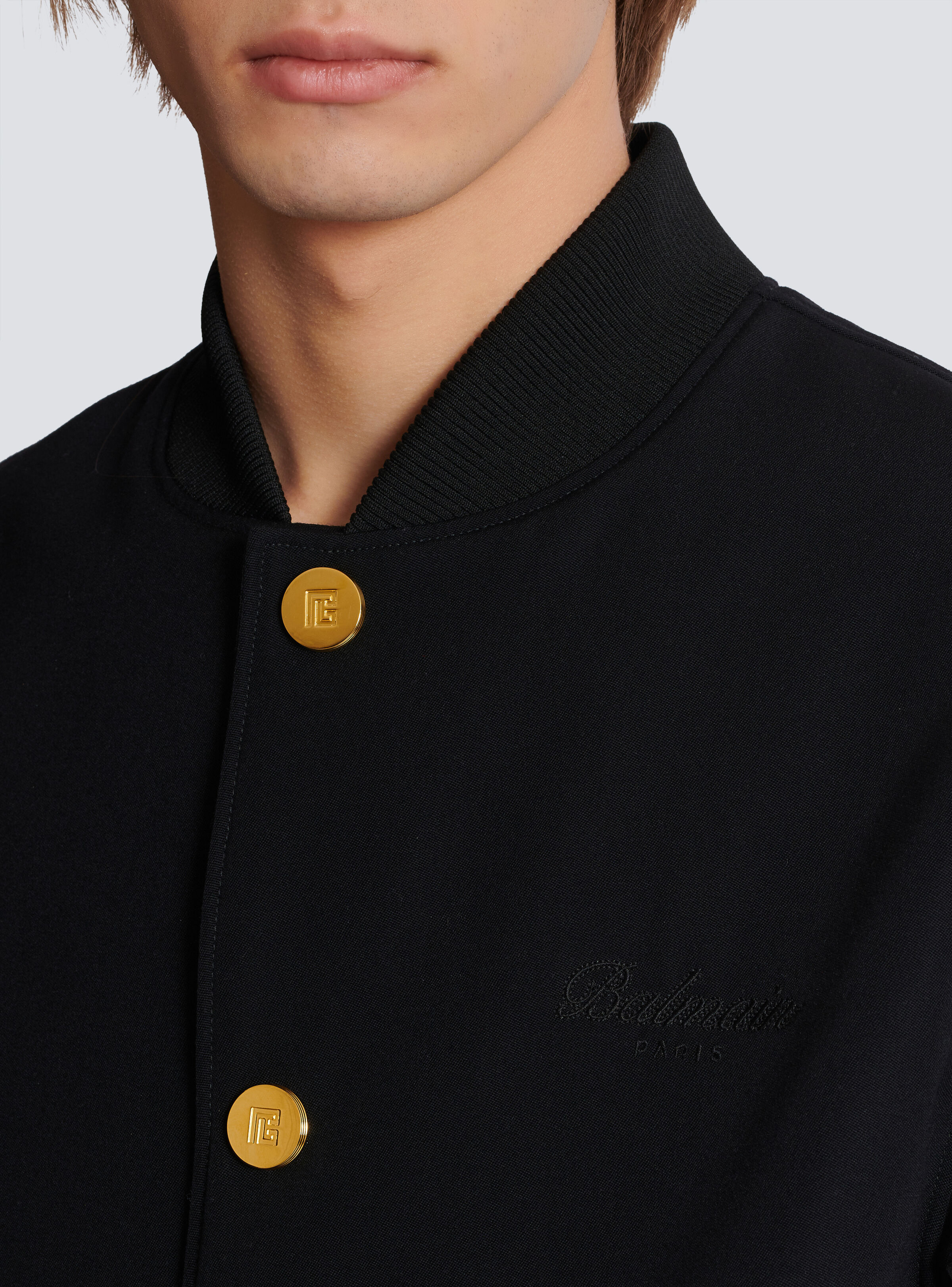 Varsity jacket in grain de poudre wool and satin - 8