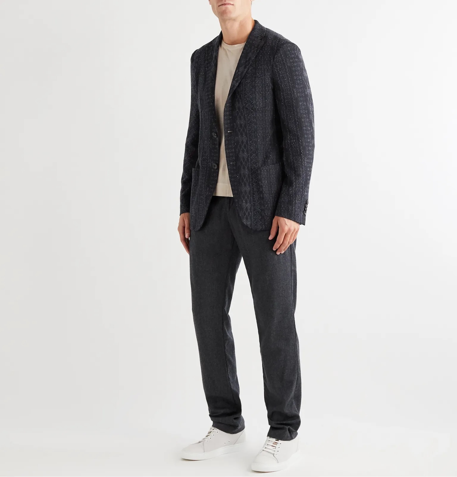 Linen, Silk, Cotton and Nylon-Blend Jacquard Blazer - 2